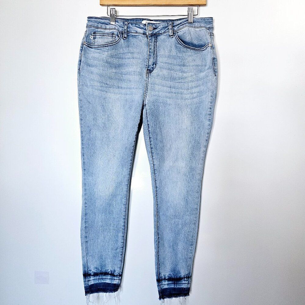 Judy Blue Tie-Dye Raw Hem Mid-Rise Skinny Jeans 15/32